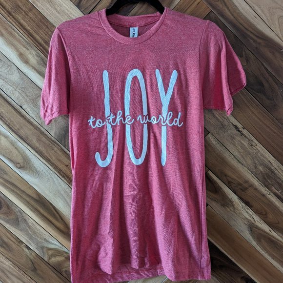 🎉 4 for $25 🎉 Joy to the World Round Neck Short Sleeve Graphic Tee - Picture 2 of 7